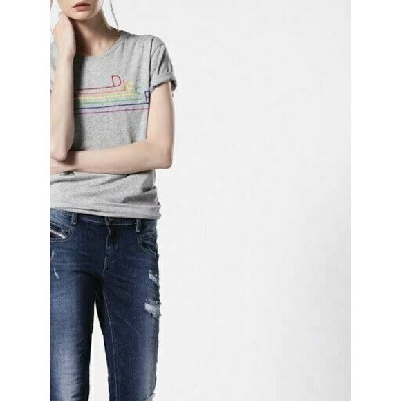 Diesel Gray T Sully Long Short Sleeve T Shirt XS - Picture 4 of 9